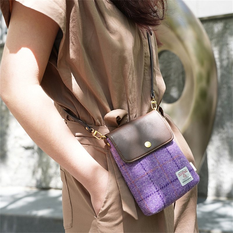 harris tweed Rhys mobile phone bag female Messenger niche all-match mini bag summer lightweight small satchel - กระเป๋าแมสเซนเจอร์ - ขนแกะ 