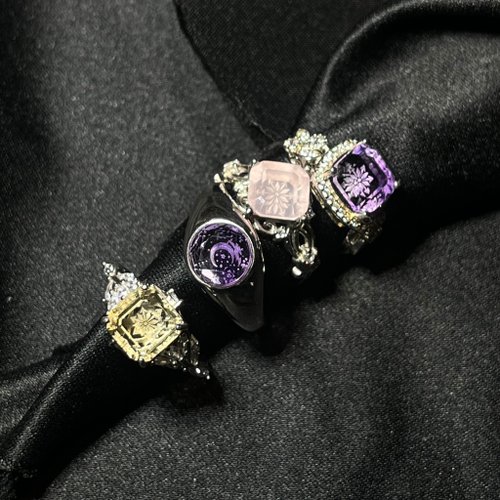 nuwu jewelry 女巫彩寶 天然水晶 寶石戒指 雪花雕刻 紫水晶 黃水晶 s925 銀戒 戒子 戒指