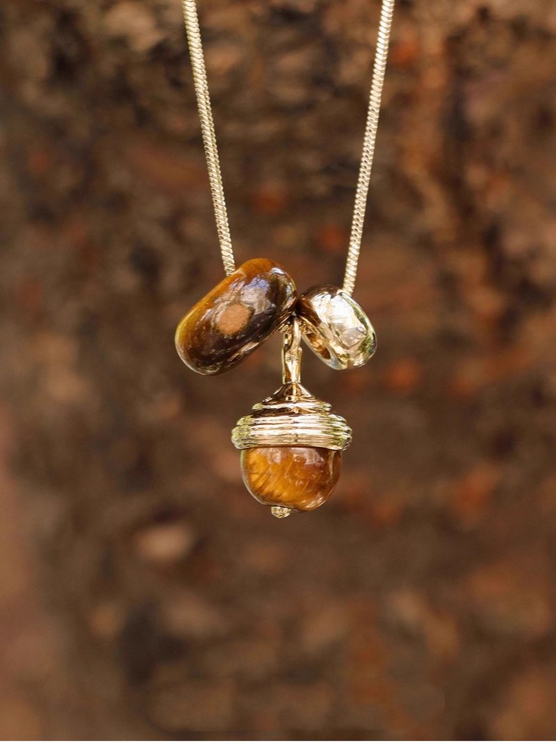 SERAPH 牧歌系列橡果虎眼石女士項鍊 - 項鍊 - 寶石 金色