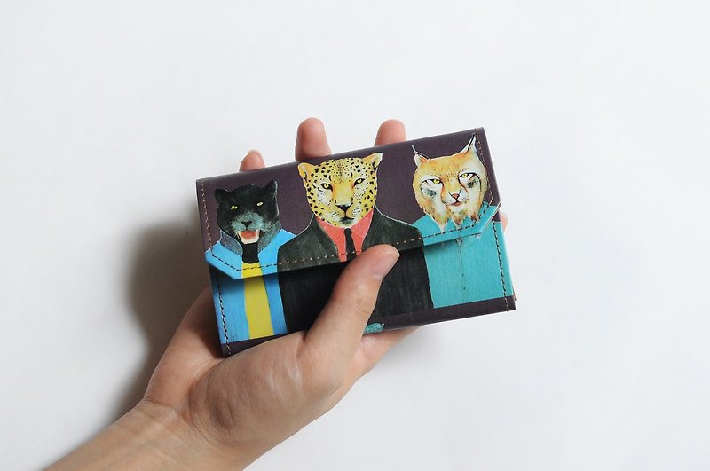 Handmade Paper Purse - Leopard - กระเป๋าใส่เหรียญ - กระดาษ สีม่วง