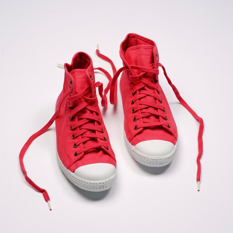 西班牙帆布鞋 CIENTA 61997 49 草莓紅色 經典布料 大人 高筒 - 女休閒鞋/帆布鞋 - 棉．麻 紅色