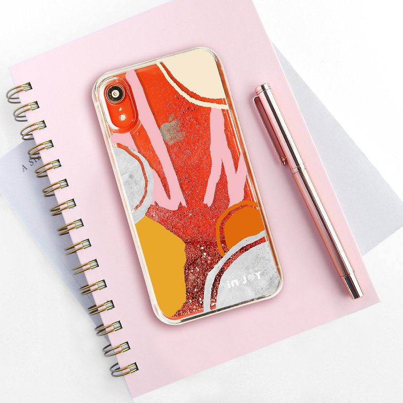 iPhone 12/11/SE2 繽紛盛夏 透明 閃亮 流沙手機殼 - 手機殼/手機套 - 塑膠 粉紅色