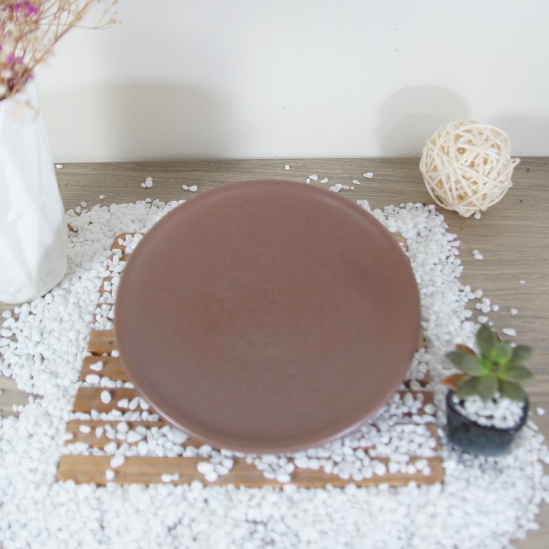 Violet pottery plate, plate, dish, tea tray, fruit plate, dessert plate - diameter of about 15.3 cm - จานเล็ก - ดินเผา สึชมพู