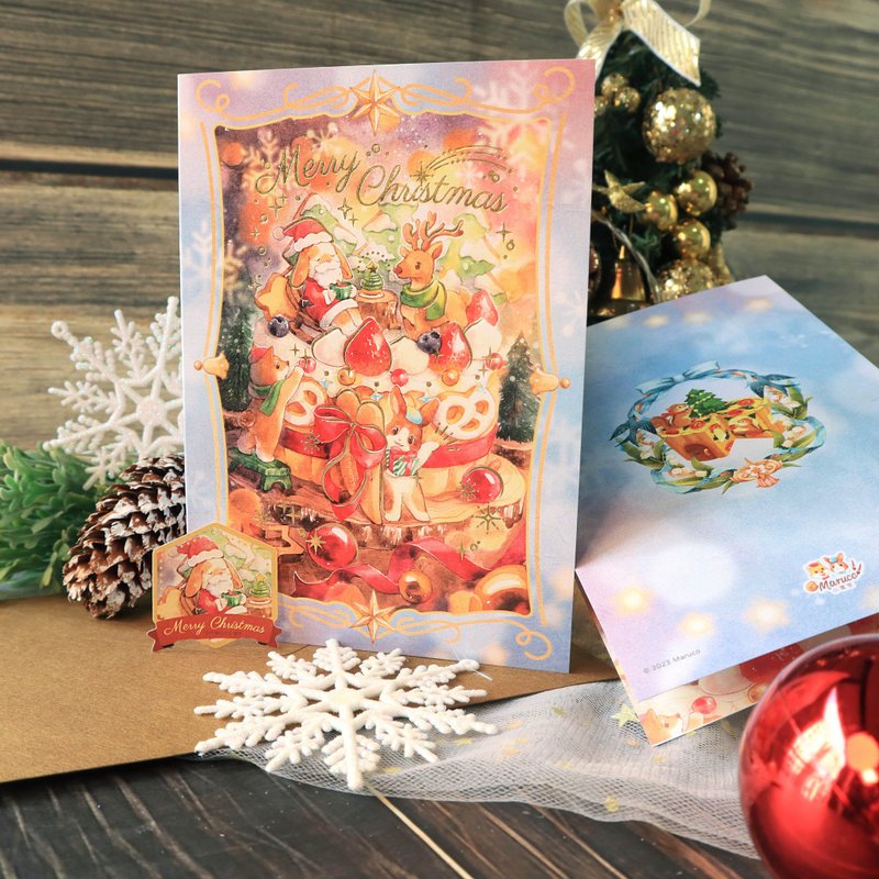 [Christmas Gift Recommendation] Hot Stamping Christmas Card-Santa Claus Cake House - การ์ด/โปสการ์ด - กระดาษ หลากหลายสี