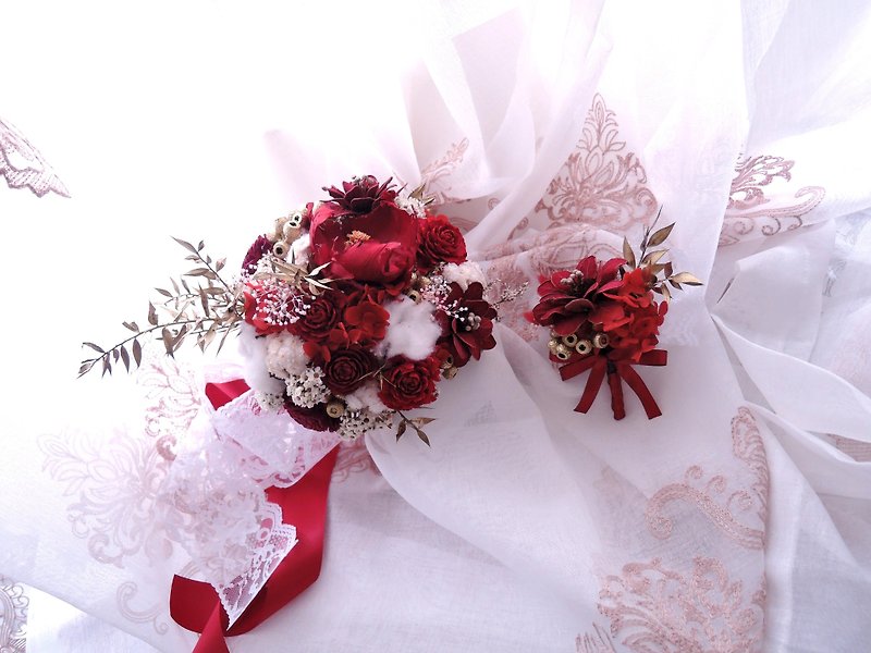 Pine Peonies do not wither hydrangea bouquet / bridal bouquet / wedding bouquet / classical / China / red / customized - Other - Plants & Flowers Red