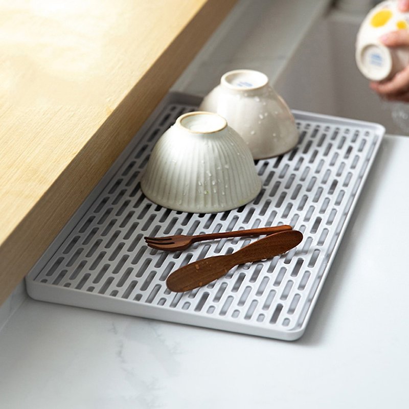 日本霜山 北歐風多用途廚具碗盤雙層瀝水盤/托盤 - 廚具 - 塑膠 白色