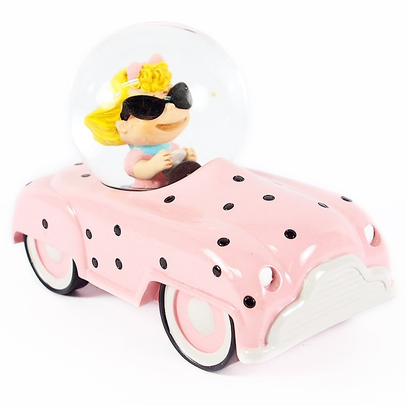 Snoopy手工雕塑/水球-莎莉車車【Hallmark 史努比 手工雕塑】 - 裝飾/擺設  - 其他材質 粉紅色