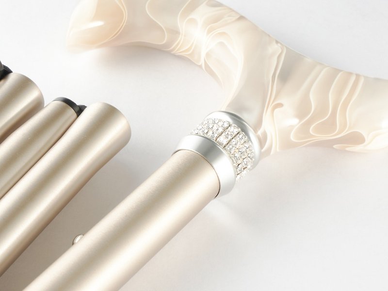 皇家系列 施華洛世奇水鑽折疊手杖 - 珍珠玉白 - 其他 - 鋁合金 金色