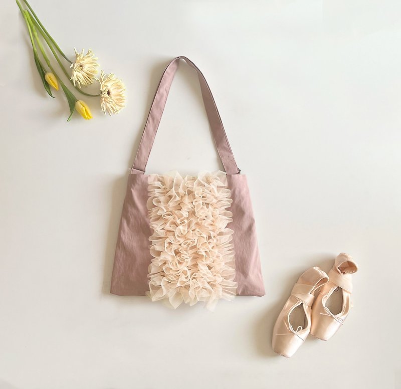 Made to order　2way　Volume tulle bag 　pink - Messenger Bags & Sling Bags - Other Materials Pink