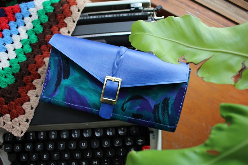 - Awkward loneliness - Twisted long wallet leather long clip mobile phone bag gift customization - กระเป๋าสตางค์ - หนังแท้ สีน้ำเงิน