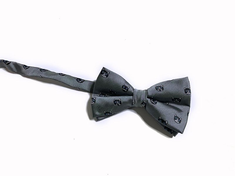 Benz Cat Bow Tie - หูกระต่าย/ผ้าพันคอผู้ชาย - เส้นใยสังเคราะห์ สีเทา