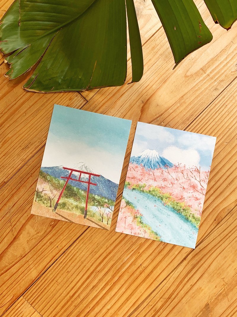 富士山系列插畫 明信片 Mstandforc - 卡片/明信片 - 紙 多色