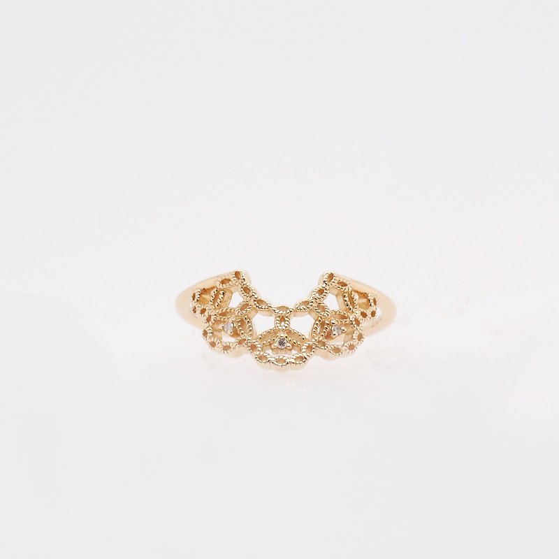 sowi - 赫爾辛基蕾絲 | 10K編織鑽石戒指・現貨・絕版品 - 戒指 - 鑽石 金色