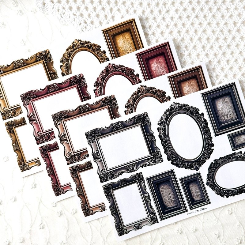 A677 Gold+A677 Red+A677 Brown+A677 Black - Frame Set - 貼紙 - 紙 