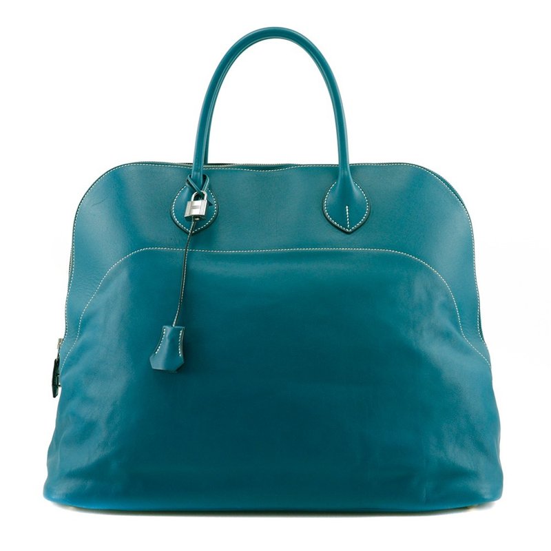 【日本直送】エルメス HERMES ボリード リラックス45 ボストンバッグ シッキム ターコイズ/シルバー金具  ユニセックス【中古】 - 手提包/手提袋 - 真皮 藍色