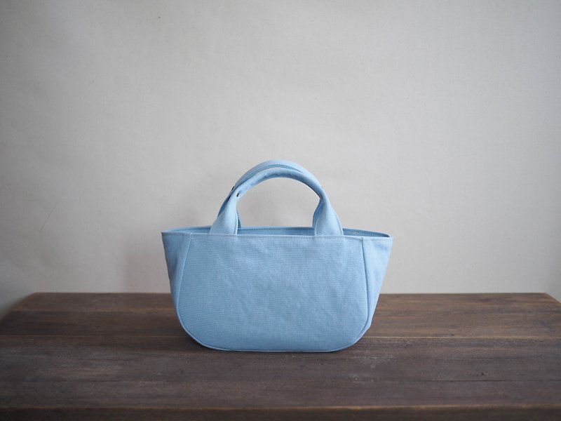 Covered Round Tote S Aqua Blue - Handbags & Totes - Cotton & Hemp Blue
