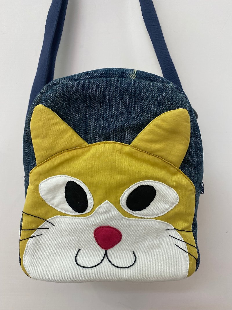 [Cartoon cat bag] Environmental protection/handmade/backpack - กระเป๋าแมสเซนเจอร์ - วัสดุอื่นๆ สีน้ำเงิน