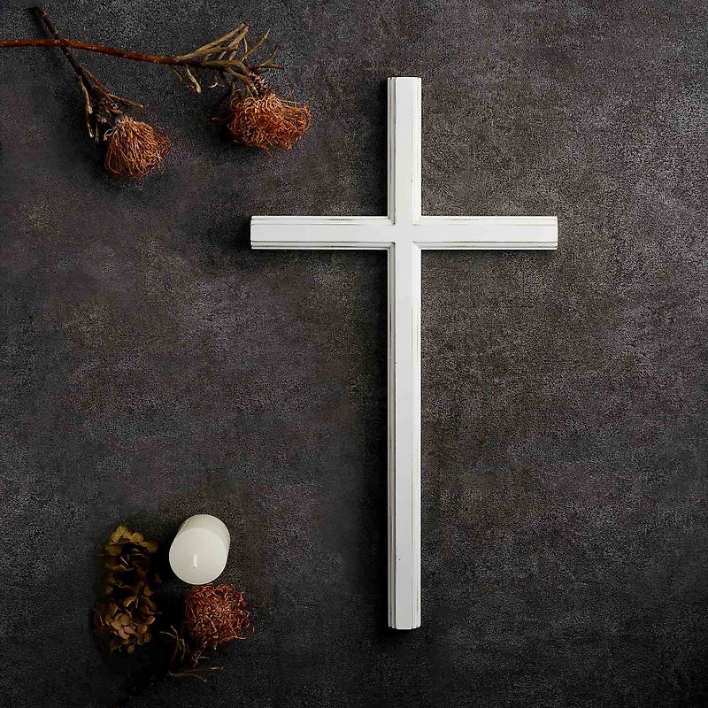 希萊雅-白橡手工漆十字架 - 裝飾/擺設  - 木頭 白色