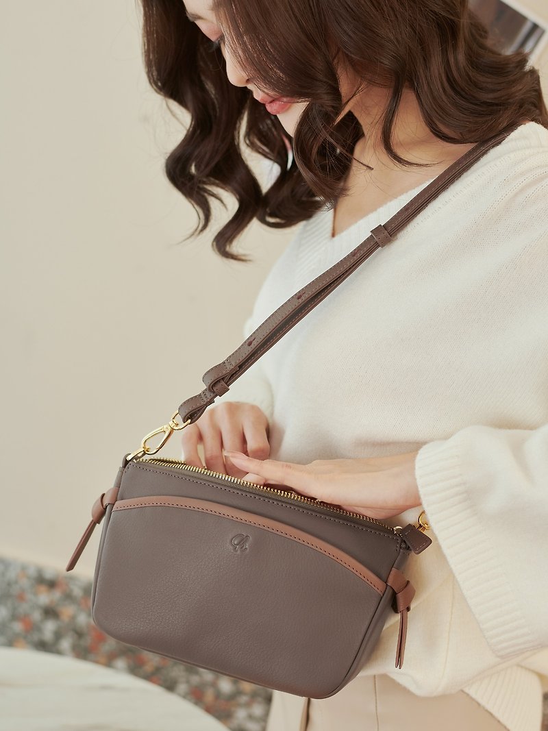 JOY (Ash grey) : Crossbody bag, Soft Cow Leather ,Lightweight bag, Shoulder bag - Handbags & Totes - Genuine Leather Gray