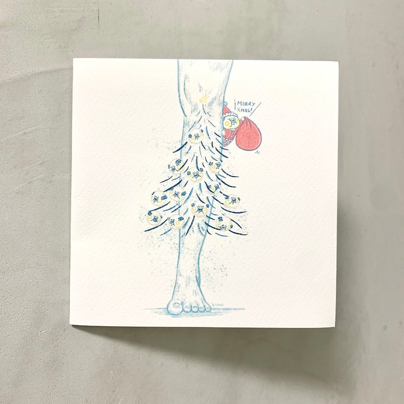 婊叔腿毛聖誕卡 - 卡片/明信片 - 紙 白色
