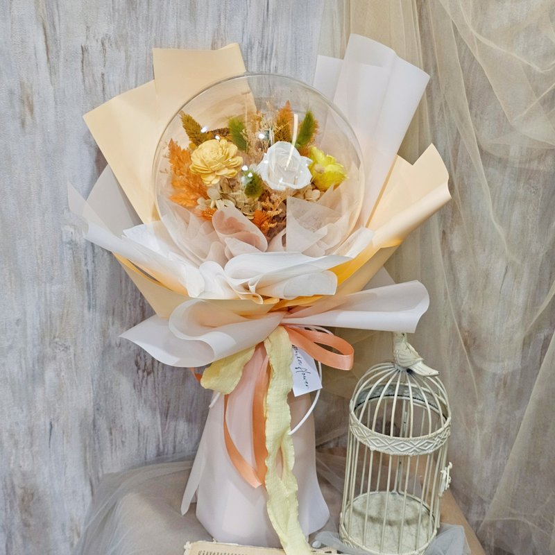 Bobo Ball Everlasting Rose Bouquet Fast Shipping 20cm Bobo Ball - Dried Flowers & Bouquets - Plants & Flowers Orange