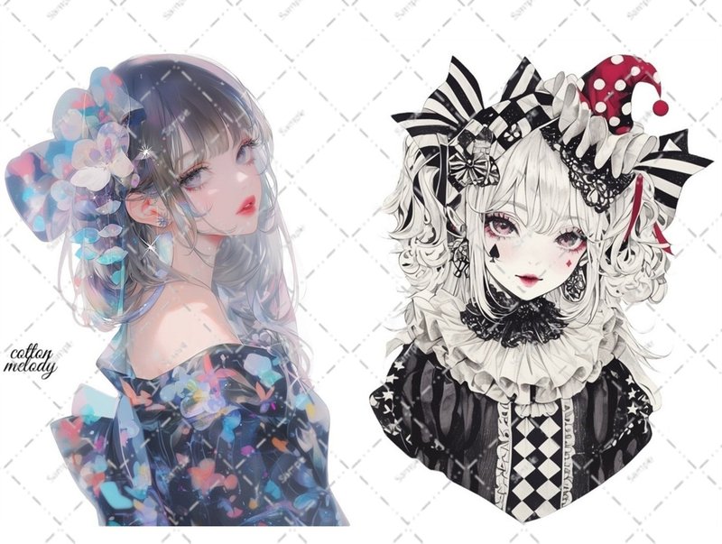 original sticker no.5845 人物ステッカー オリジナルステッカー 人物ステッカー 女の子ステッカー オリジナル人物ステッカー - 貼紙 - 紙 