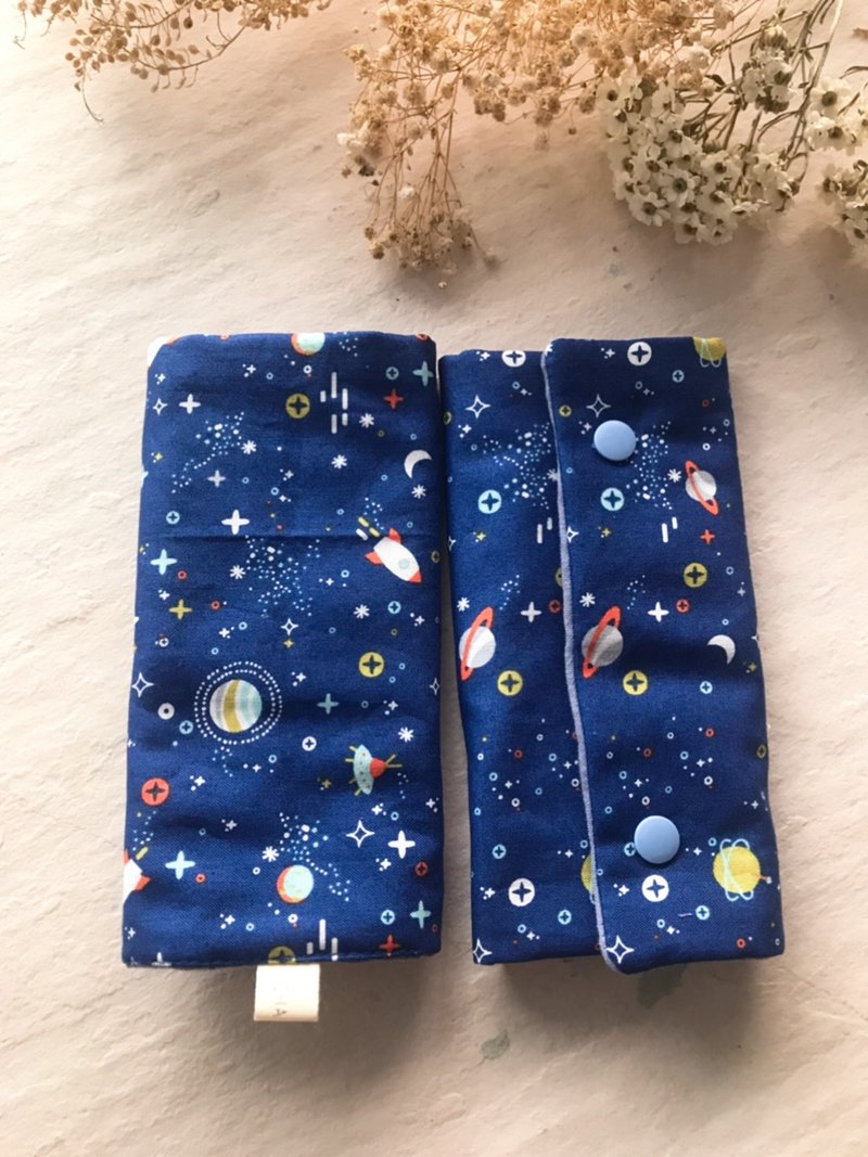 宇宙太空梭     雙面手工純棉六層紗寶寶背帶背巾用口水巾 - 圍兜/口水巾 - 棉．麻 藍色