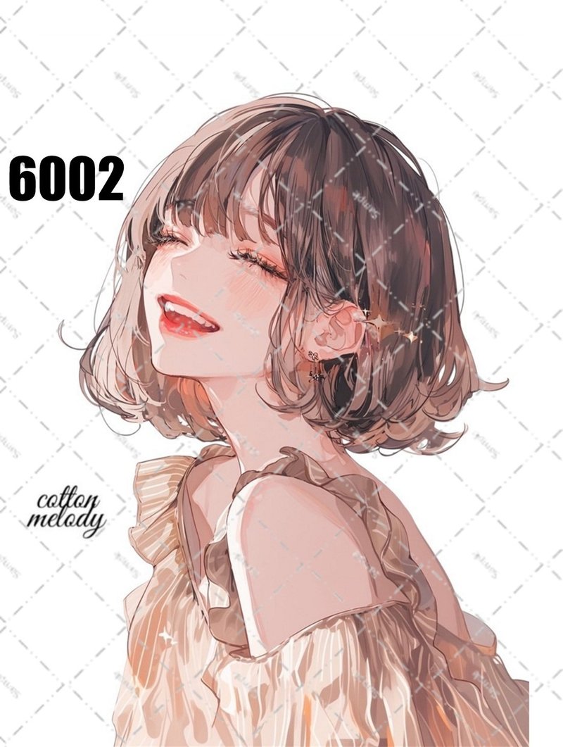 original sticker no.6002 人物ステッカー オリジナルステッカー 人物ステッカー 女の子ステッカー オリジナル人物ステッカー - 貼紙 - 紙 