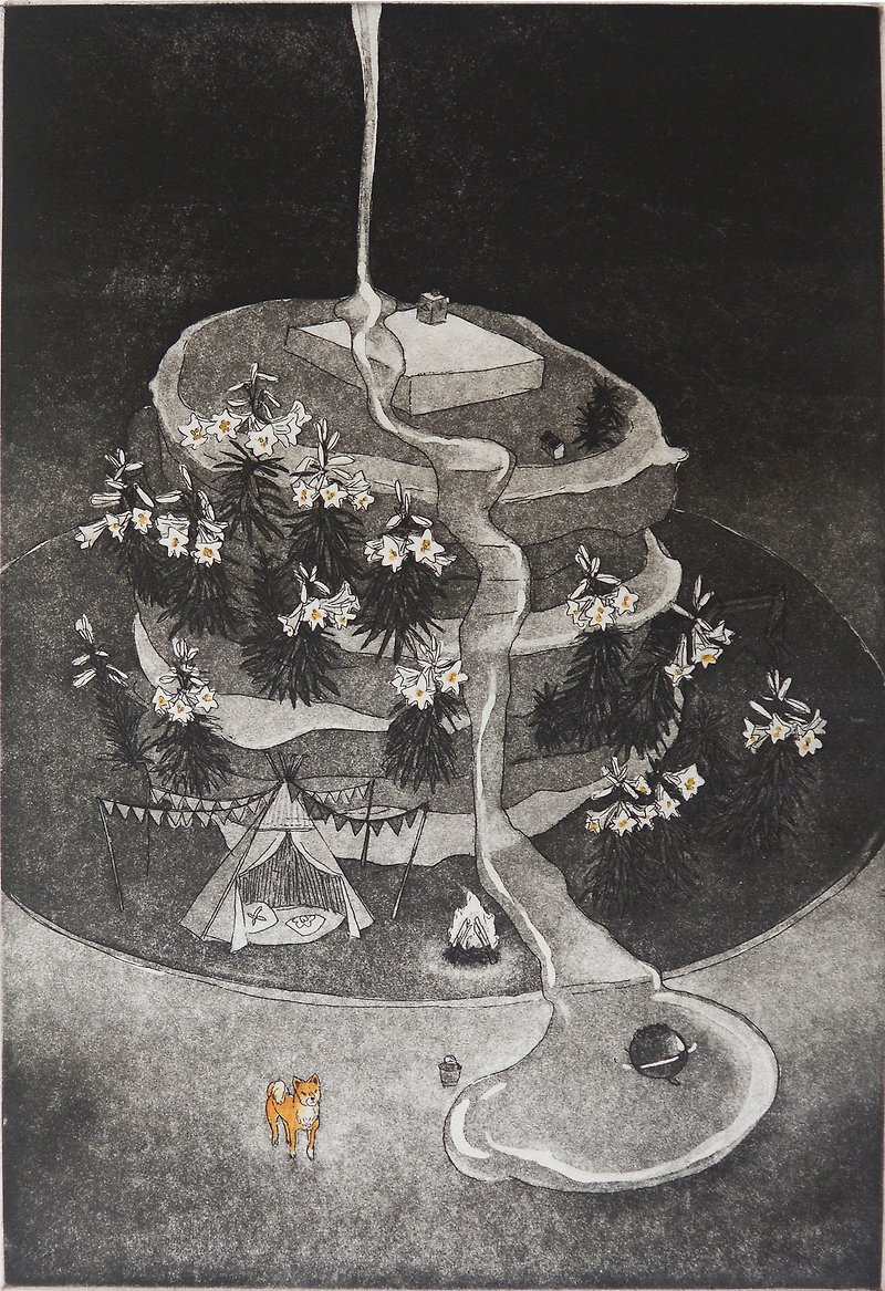 Original Print-Wild Lily Camp-Su Yuting - โปสเตอร์ - กระดาษ สีดำ
