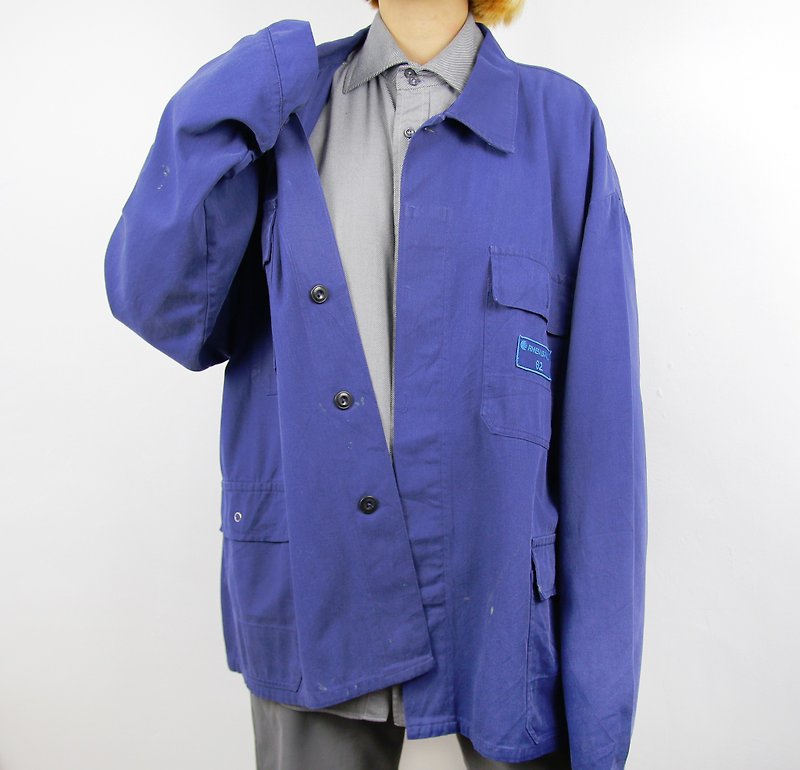 Back to Green::歐洲工裝 胸口布章//Workers Jacket Vintage - 外套/大衣 - 棉．麻 