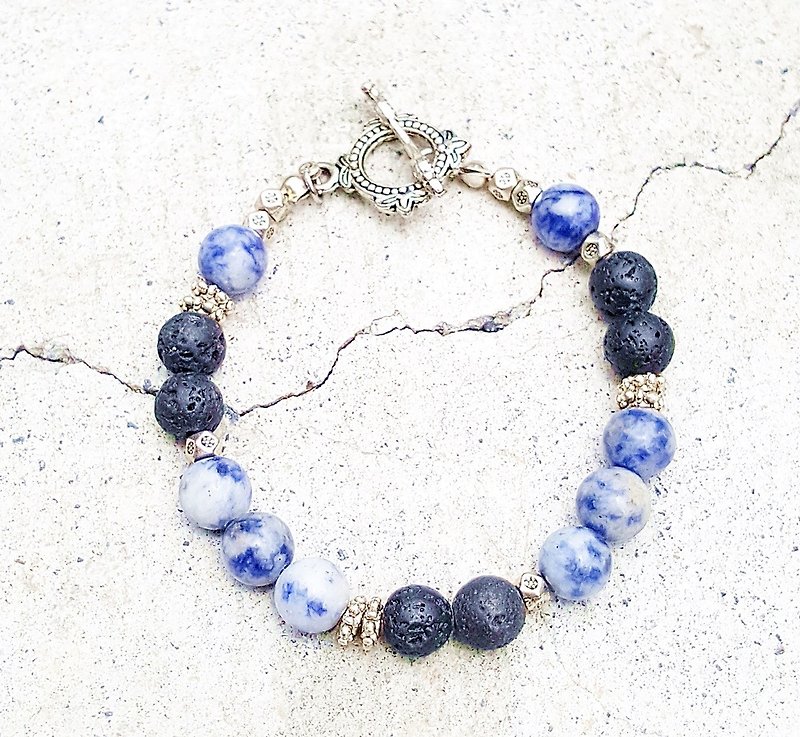 Blue Country Blue Rock x Volcanic Rock Bracelet FitterHandmade Natural Stone Hand - Bracelets - Gemstone Blue