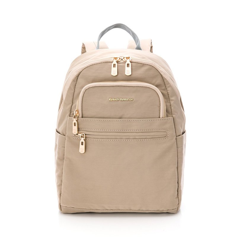 [Kim Anderson] Emery Front Pocket Zipper Backpack-Milk Tea - Backpacks - Nylon Khaki