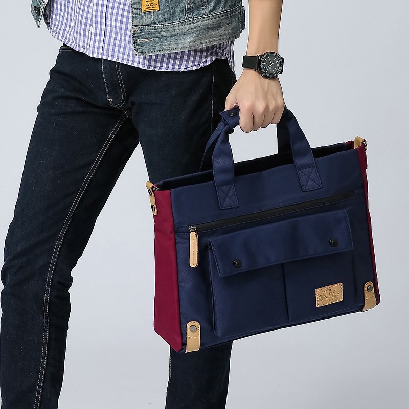 デュード香港ブランドのカジュアルなブリーフケースハンドバッグメッセンジャーバッグサピエント - ブルー - PCバッグ - 紙 ブルー