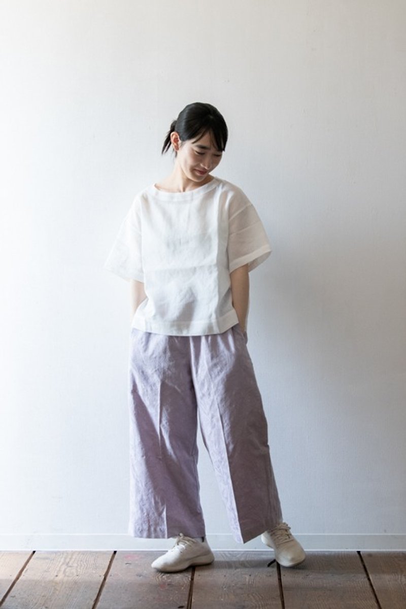 Lavender dyed summer wide pants [Organic Cotton Jacquard fabric] - Women's Pants - Cotton & Hemp 