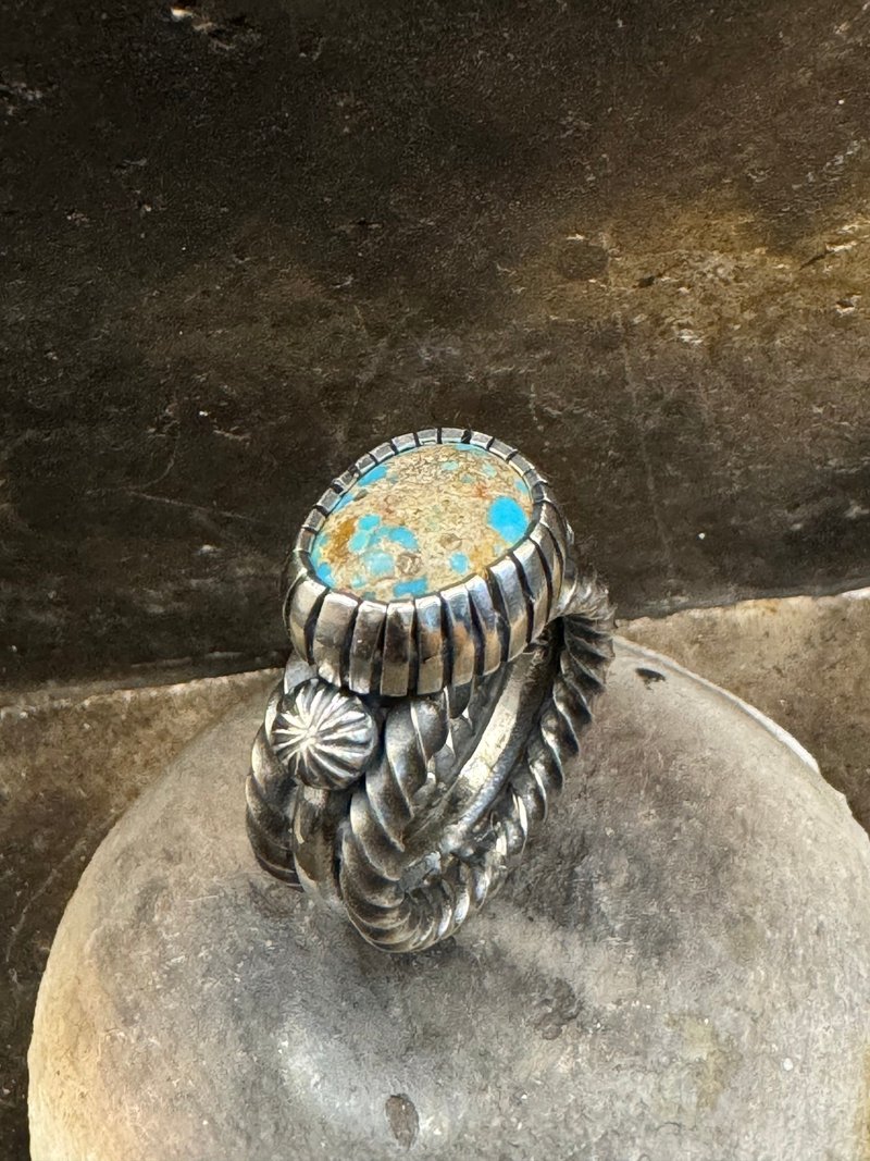 Lone Mountain Twist Turquoise Ring - General Rings - Sterling Silver 