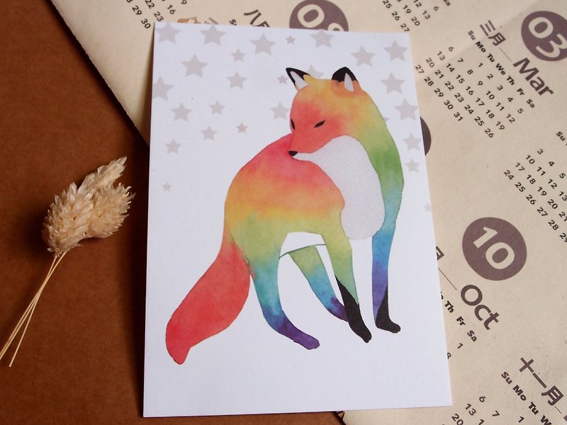 Watercolor rendering postcard - fox - การ์ด/โปสการ์ด - กระดาษ 