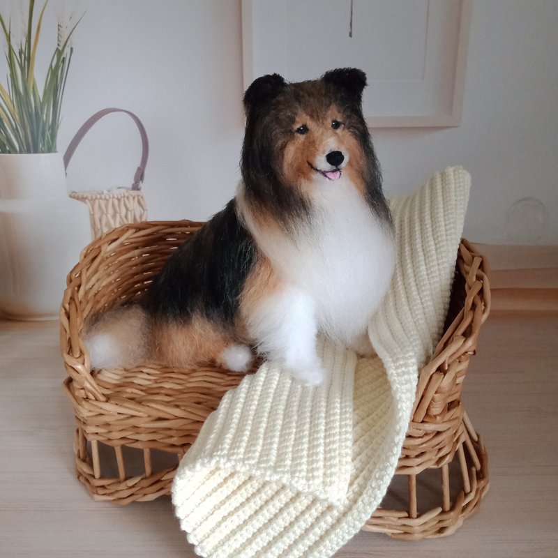 Made to order Miniature realistic crochet Shetland Sheepdog Soble - ตุ๊กตา - วัสดุอื่นๆ หลากหลายสี