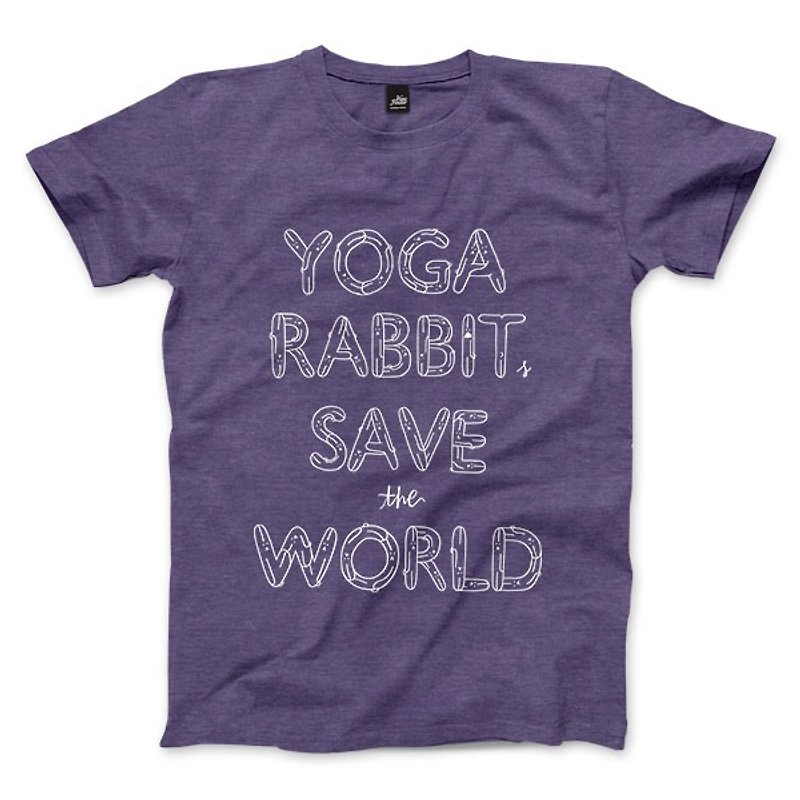 ヨガウサギは世界を救う - 杢パープル - ユニセックスTシャツ - Tシャツ メンズ - コットン・麻 