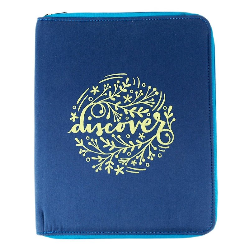 Found flowers and plants A4 stationery cloth cover with zipper [Hallmark-Livy Long series designer] - Storage - Other Materials Blue