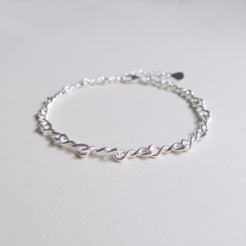 / Flower Knot/ 925 Sterling Silver Clutch Bracelet - Bracelets - Sterling Silver Silver