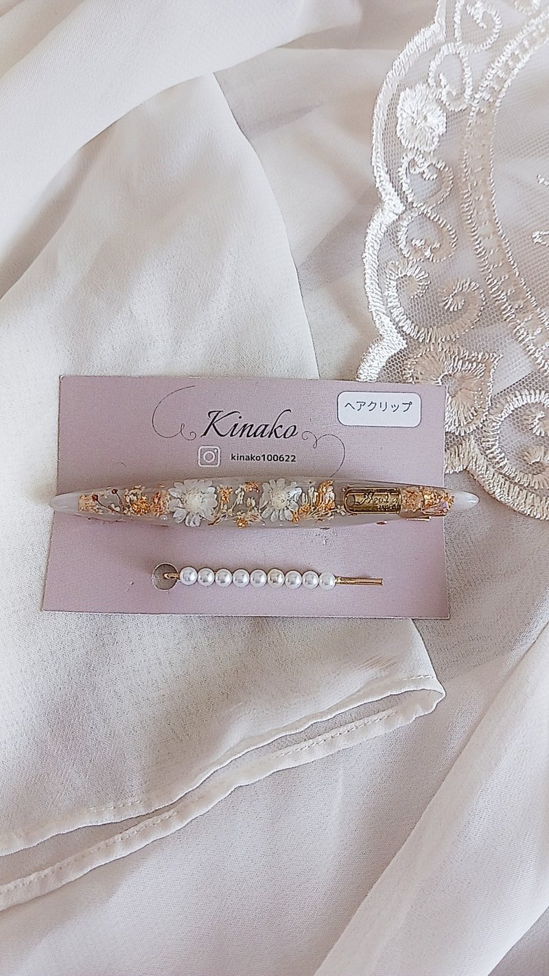 [Limited to one item] Flower hair clip set with some discoloration on metal fittings - Hair Accessories - Resin Gold