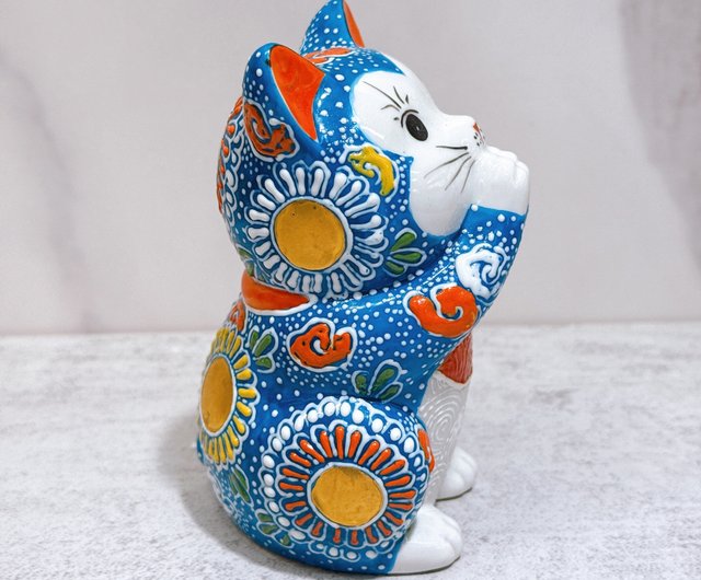 招き猫 陶器九谷焼色盛り上げ高さ29cm 米田陶香堂】九谷焼 盛絵付け招き猫 | 藤巻百貨店