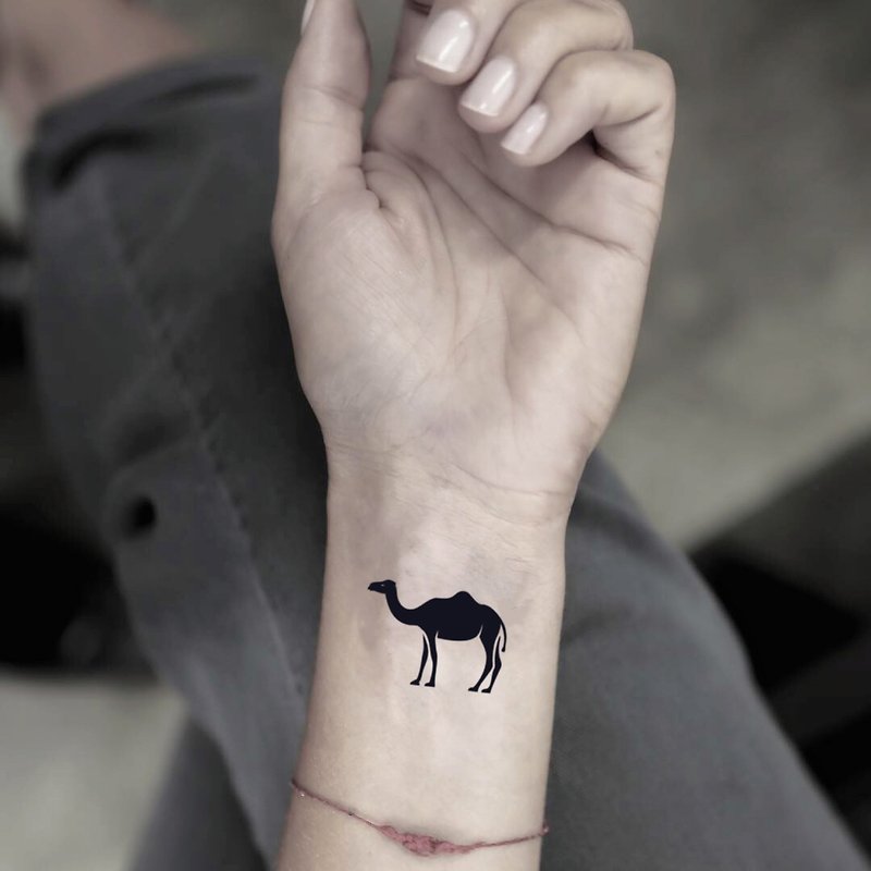 OhMyTat 駱駝 Camel 刺青圖案紋身貼紙 (2 張) - 紋身貼紙/刺青貼紙 - 紙 黑色