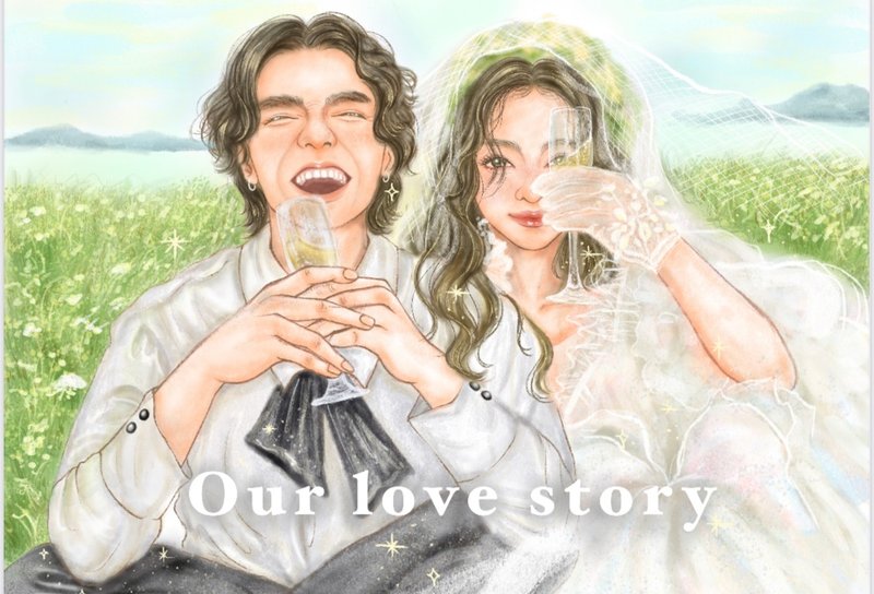 客製似顏繪/人像/插畫/手繪/結婚禮物 - 似顏繪/客製畫 - 紙 多色