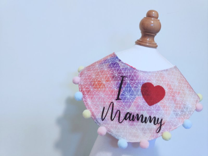 雙面可用 I love mom  I love dad 寵物 貓犬 圍巾頸飾 母親節之 - 寵物衣服 - 棉．麻 粉紅色