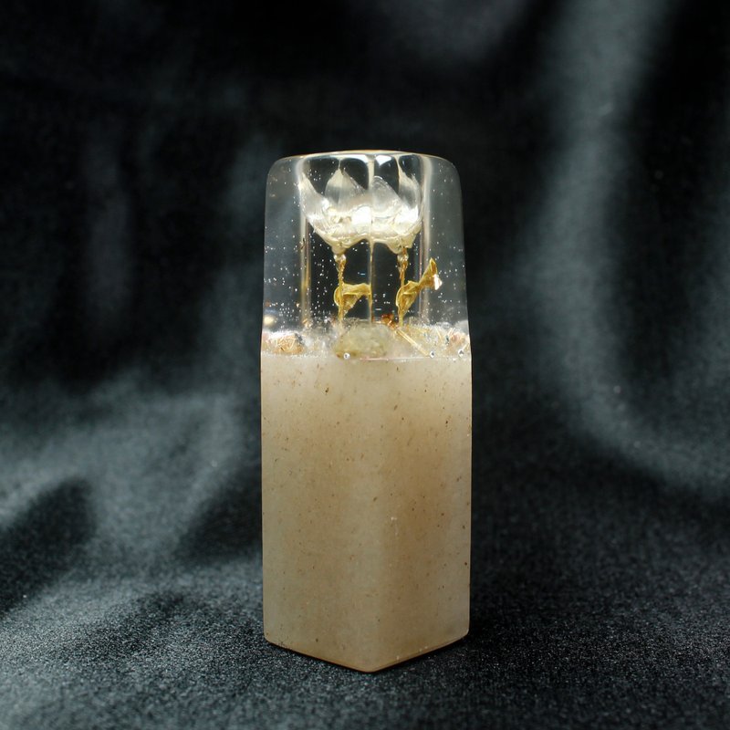 客製化手工印章-|永生花小白花樹脂印章 1.8x1.7 CM|篆刻印章 - 印章/印台 - 石頭 