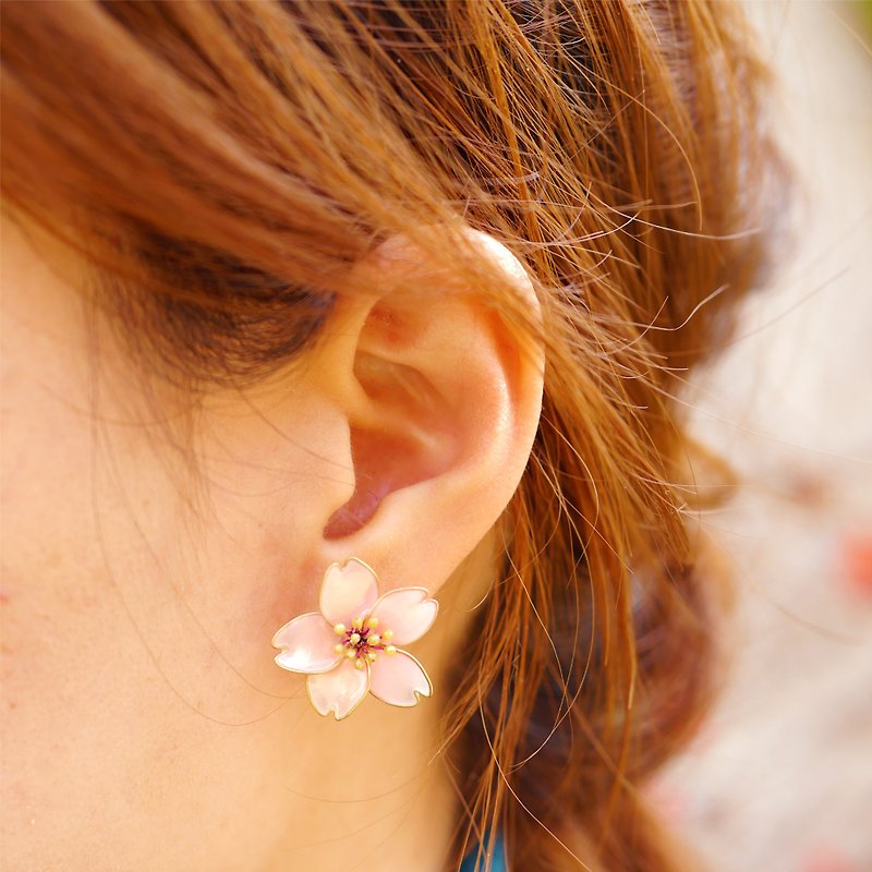 ﹝ 单 production ﹞ clear cherry - Earrings & Clip-ons - Plastic Pink