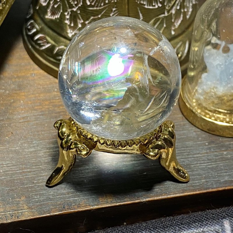 【Lost and find】可愛 mini 天然石 彩虹 水晶球 擺件 - 擺飾/家飾品 - 寶石 多色