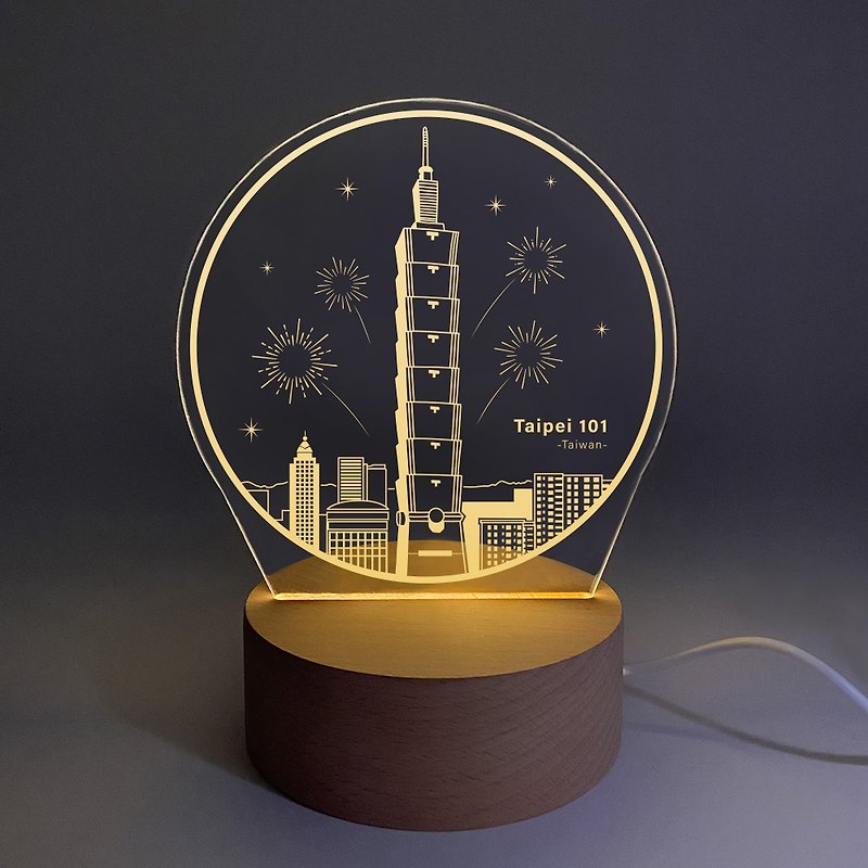 World building night light with a variety of optional wooden base stepless dimming - โคมไฟ - ไม้ สีส้ม