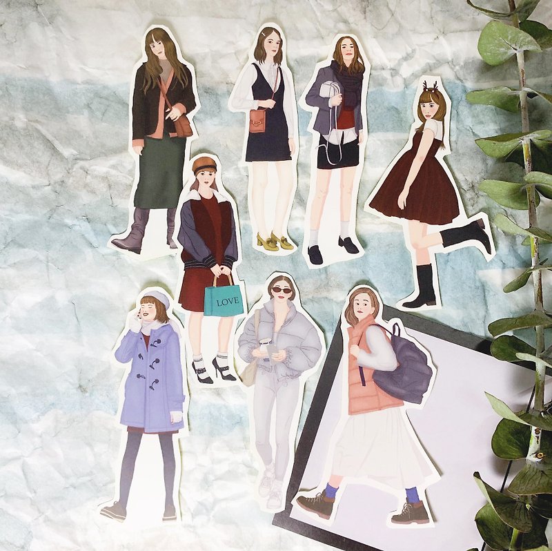 Winter Roaming Girl Sticker - สติกเกอร์ - กระดาษ 